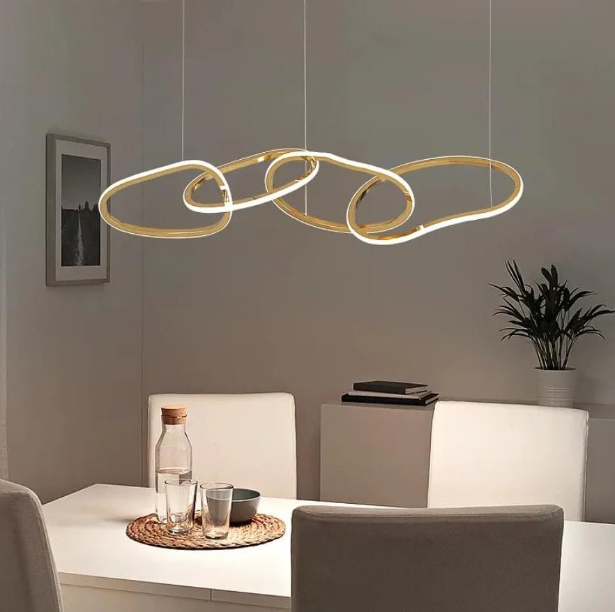 CITRA 4 Ring Metal Brass Gold Modern LED Chandelier